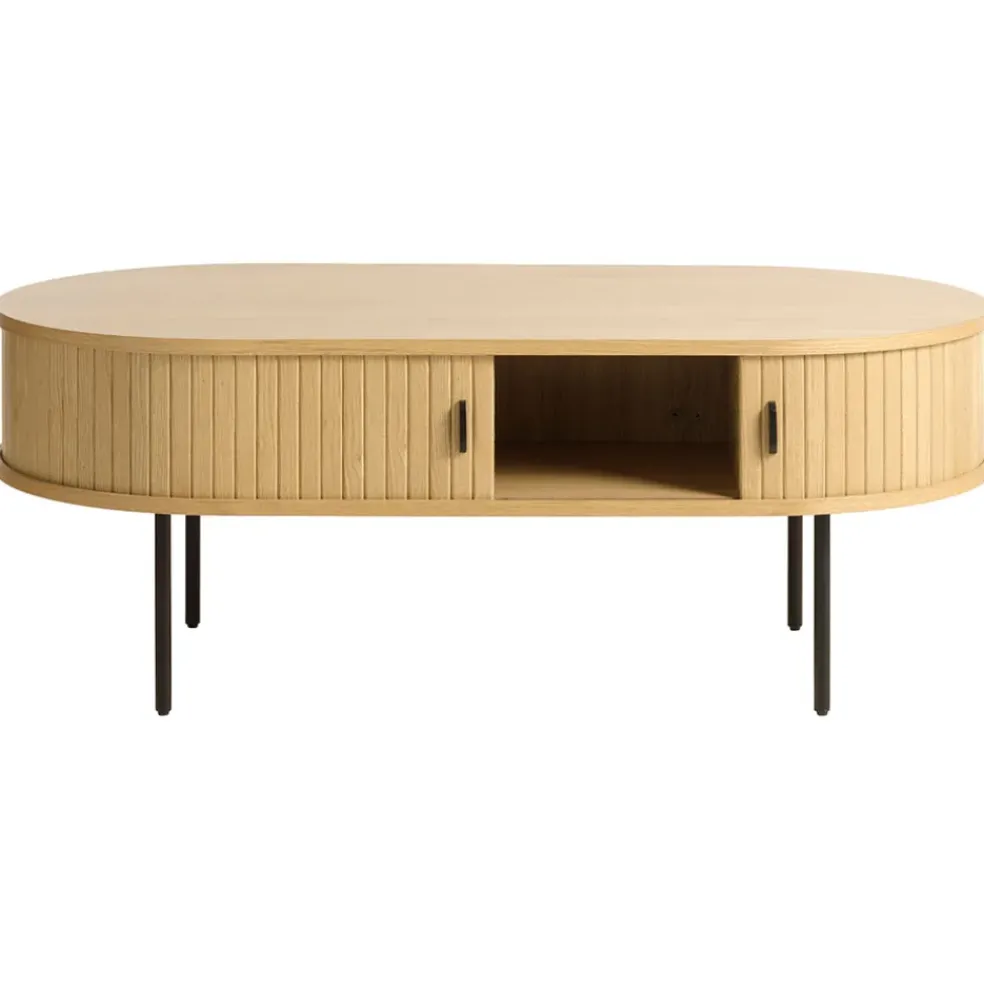 Table basse en placage chêne naturel 120x60 cm - nola
