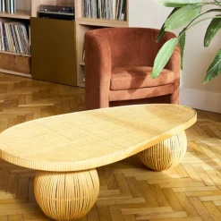 Table basse en rotin et bambou naturel 119x66cm - Tamba