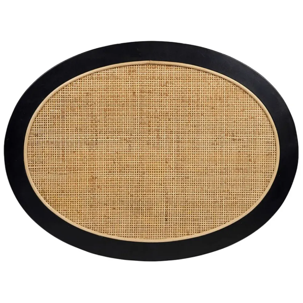 Table basse en rotin et sapin naturel et noir - Balamea