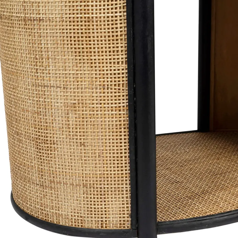 Table basse en rotin et sapin naturel et noir - Balamea