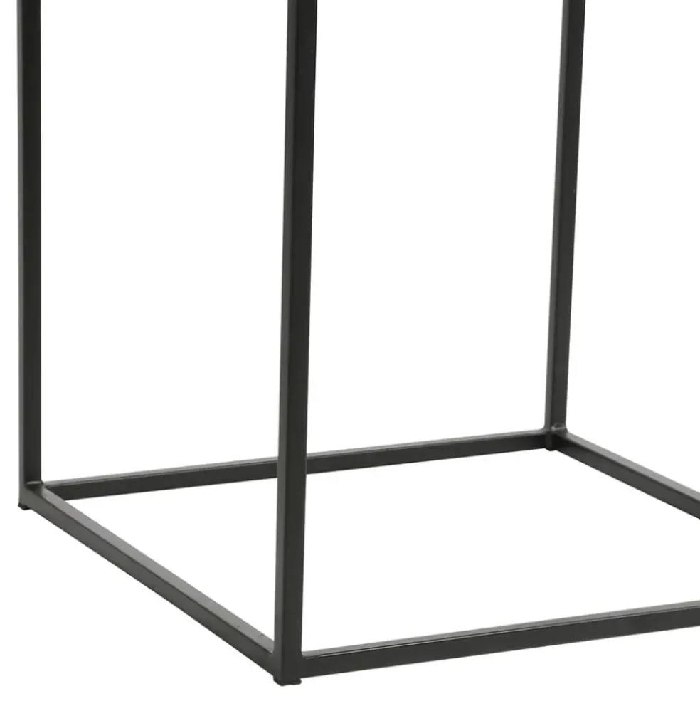 Table basse gigogne carrée (lot de 2) en aluminium et fer noir - Felia