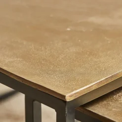 Table basse gigogne (lot de 3) en fer doré - Félia