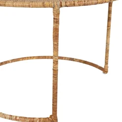 Table basse gigogne ronde (lot de 2) en rotin naturel et fer - Pasil