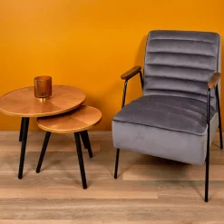 Table basse gigogne ronde (lot de 2) en pin - Faya