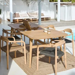 Table de jardin extensible en acacia naturel 180(+40cm)x100cm - Cavalo