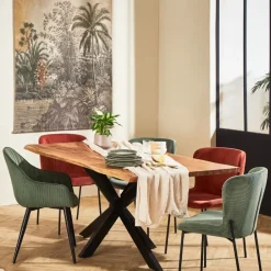 Table de repas en acacia et pieds en fer noir 180x90cm - Brooklyn