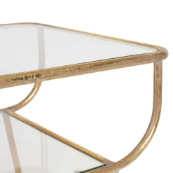 Table d'appoint en fer dorée et verre - Eluminea H52cm