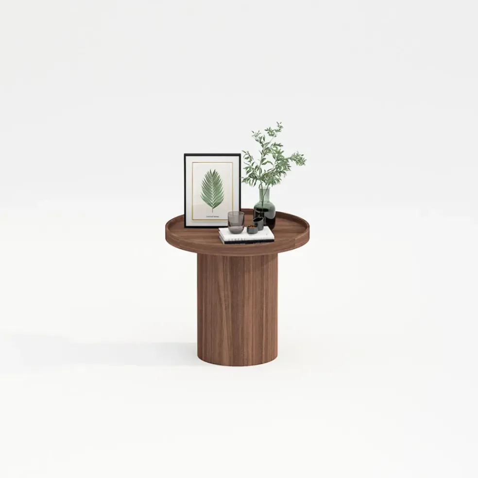 Table d'appoint ronde en bois de châtaignier - Plasma
