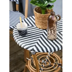 Table d'appoint ronde en rotin blanc D50cm - Mandox