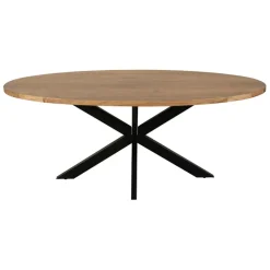 Table ovale en acacia et pieds en fer noir 190x90cm - Brooklyn