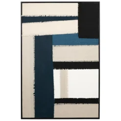 Tableau en toile encadré abstrait écru indigo et noir 83x123cm - Gallery