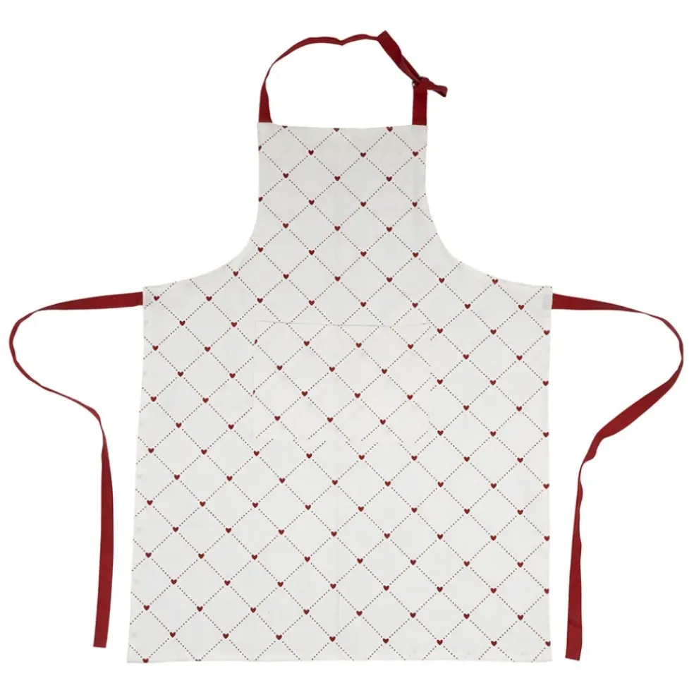 Tablier en coton petits cœurs rouge et blanc