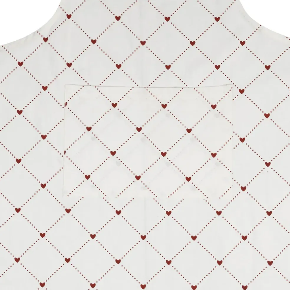 Tablier en coton petits cœurs rouge et blanc