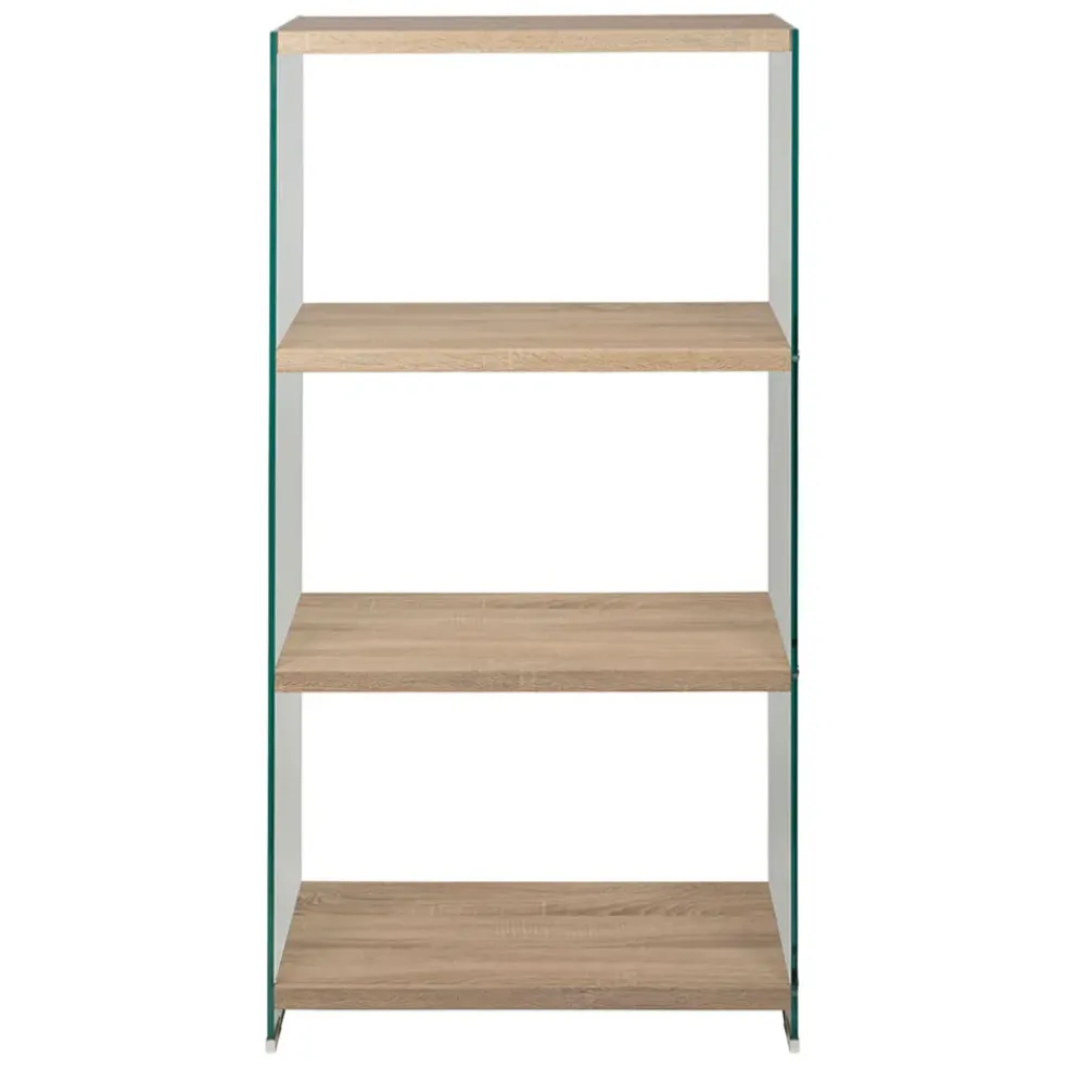 Étagère 3 niveaux en verre trempé et bois h165cm - Adela