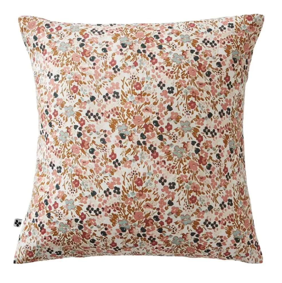 Taie d'oreiller en gaze de coton imprimée pampa 60x60cm - Capucine