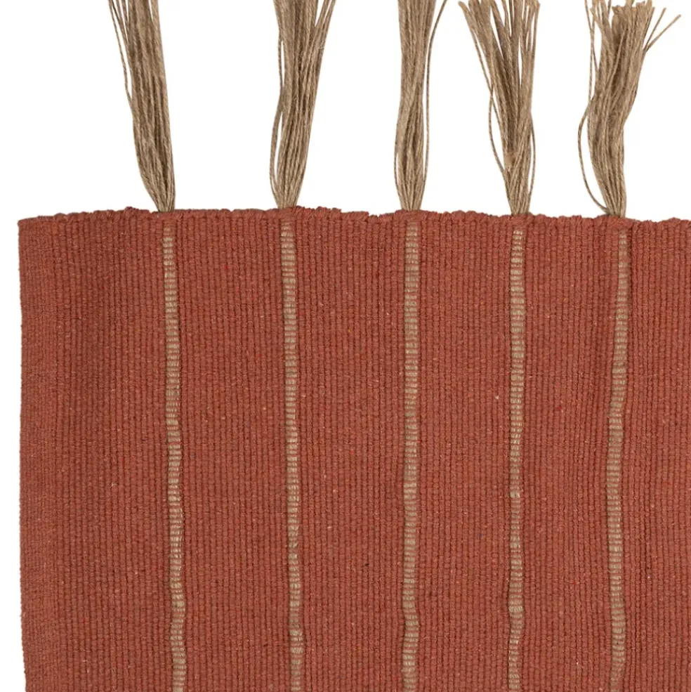 Tapis à franges en coton et jute terracotta 140x70cm - Kolore