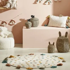 Tapis à pois tufté multicolore d100cm coton - sweet dream