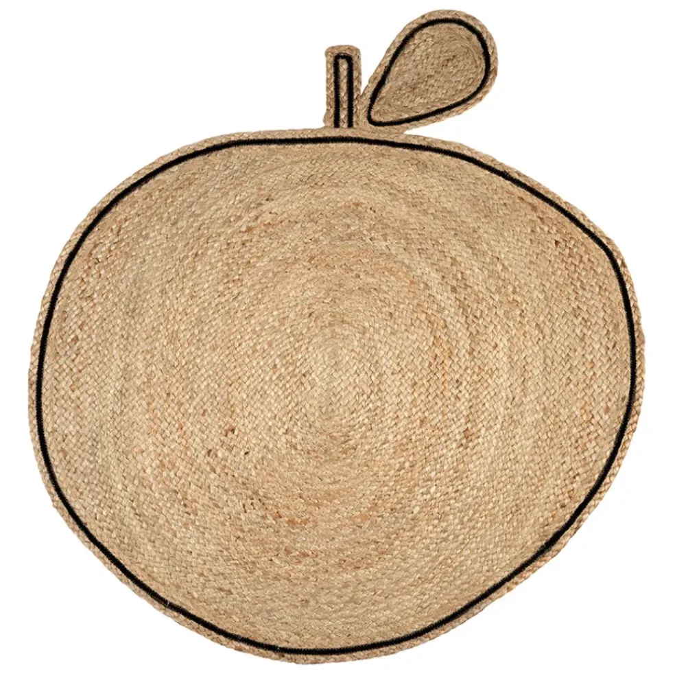 Tapis pomme en jute et coton naturel d100cm - Les fruits