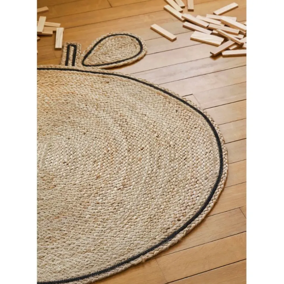 Tapis pomme en jute et coton naturel d100cm - Les fruits