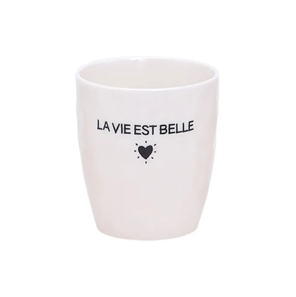 Tasse La vie est belle en céramique blanc 18cl
