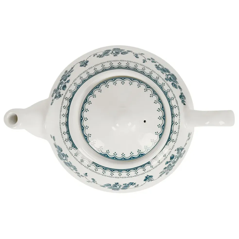 Theiere anglaise en faïence blanc et bleu ancien - Faustine