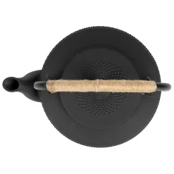 Theiere en fonte noir avec anse corde - point