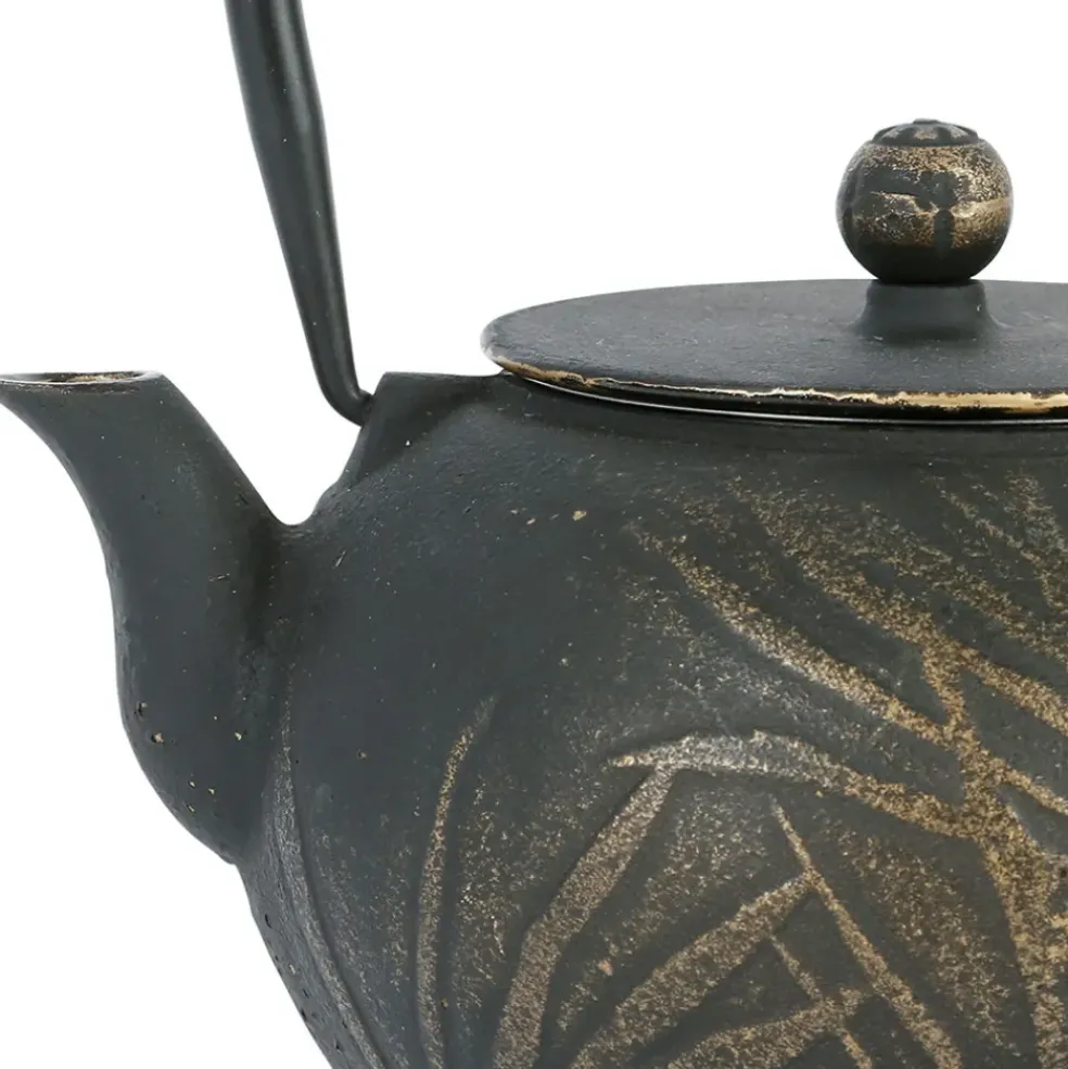 Théière avec filtre en fonte noire et dorée 1.5l - Exaltation