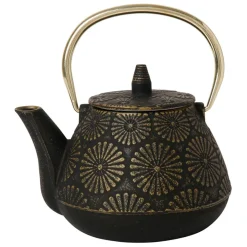 Théière en fonte noir et doré - Lotus