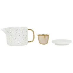 Théière en grès mat blanc et doré 60cl - Astre