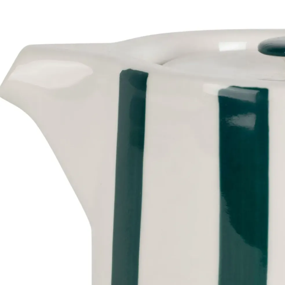 Théière rayée en grès émeraude et blanc avec filtre 1l - Alaria