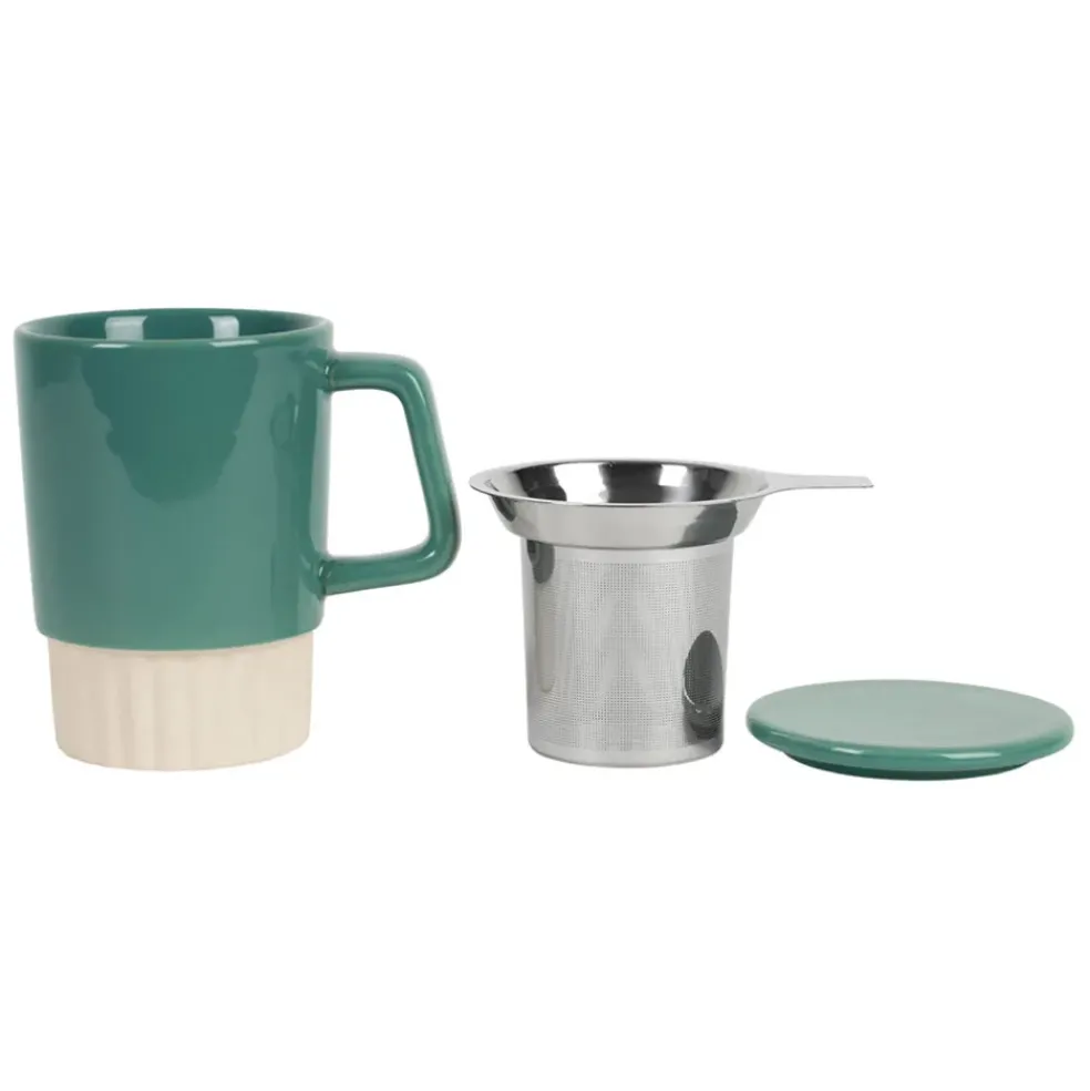 Tisanière en grès et inox émeraude 40cl - Cannelé