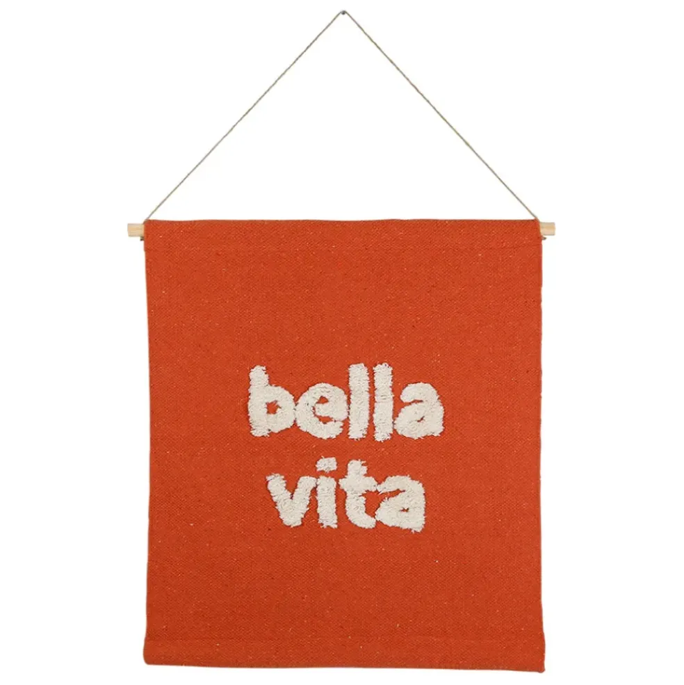 Toile "bella vita" en coton et bois corail 60x70cm - Palma