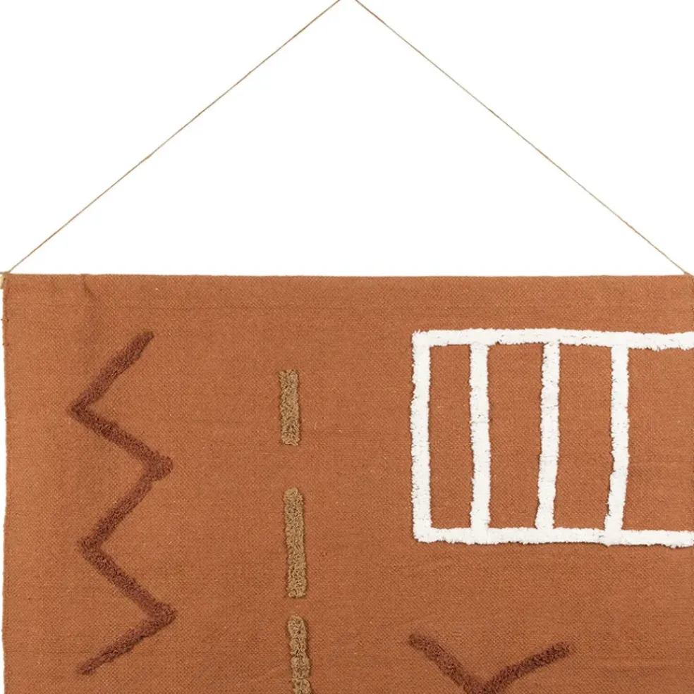 Toile tufté en coton terracotta 120x110cm - Minimal