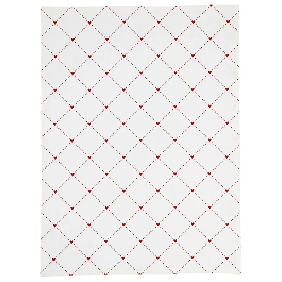 Torchon coeur en coton rouge 50x70cm - P'tit Cœur
