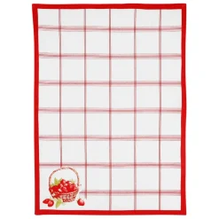 Torchon en coton rouge 50x70cm - Fraises