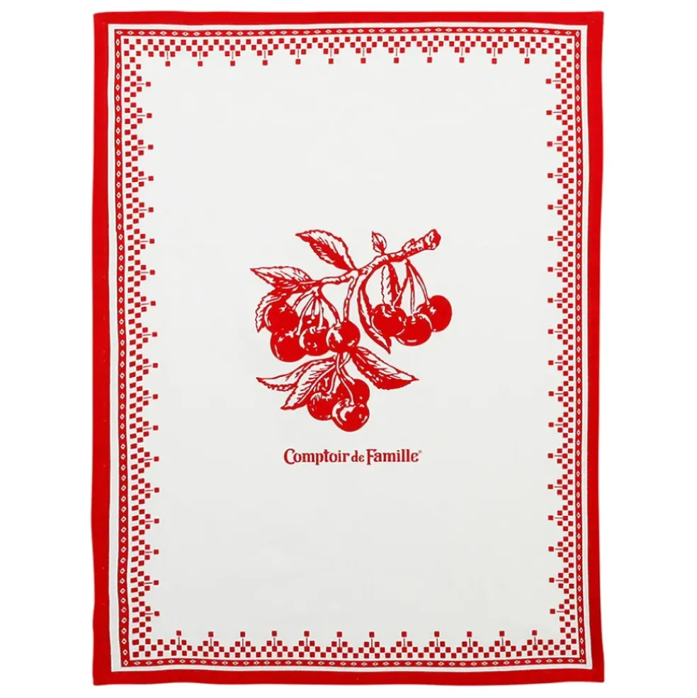 Torchon en coton rouge 50x70cm - Damier