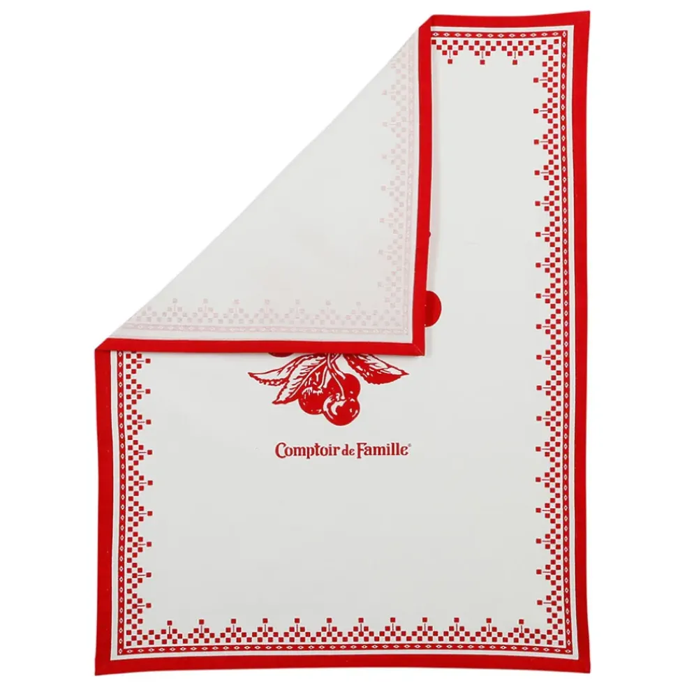Torchon en coton rouge 50x70cm - Damier