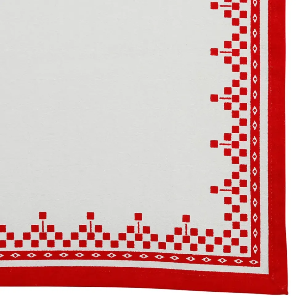 Torchon en coton rouge 50x70cm - Damier