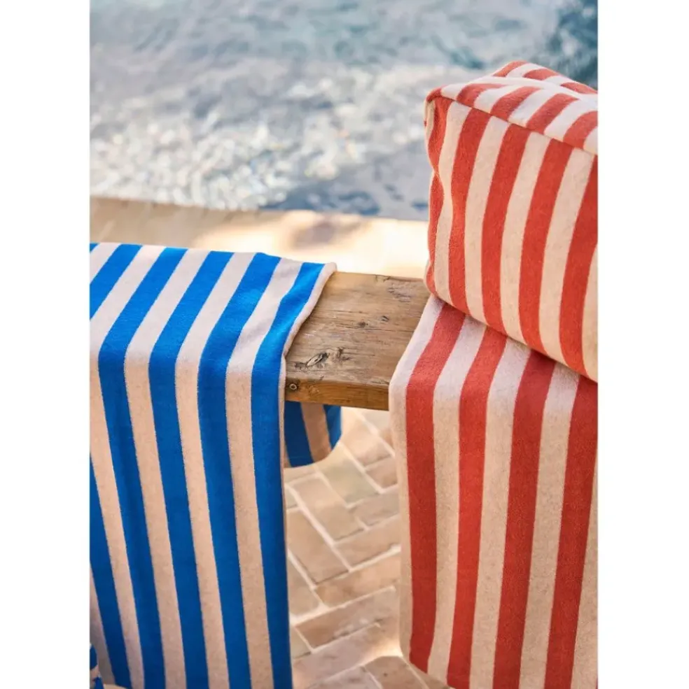 Trousse de toilette en coton rayée corail et blanc - Palma