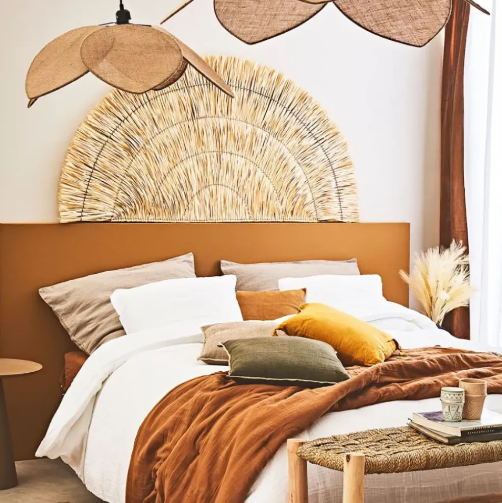 Tête de lit demi-cercle en feuille de palmier 160x80cm - flora gipsy