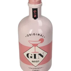 Vase bouteille de gin en grès rose h21cm