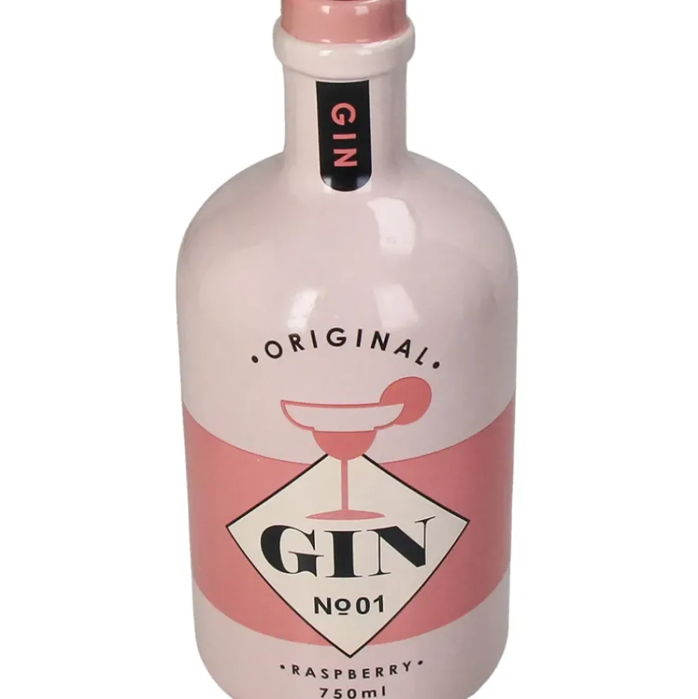 Vase bouteille de gin en grès rose h21cm