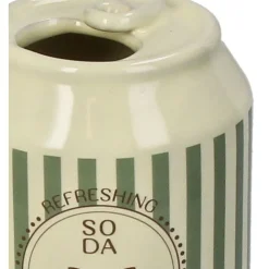 Vase canette de soda en faïence vert h11cm