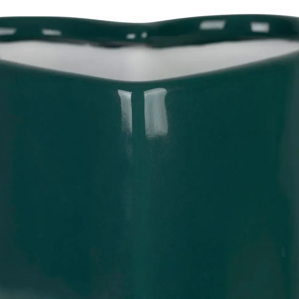 Vase coeur en grès "Amore" émeraude h24cm - Funky