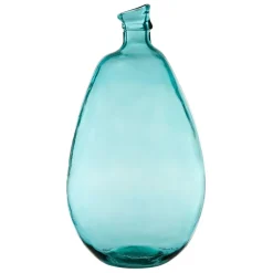 Vase colibri turquoise d26xh47cm verre recyclé