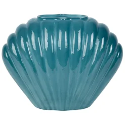Vase coquillage en verre bleu h22cm - Leucie