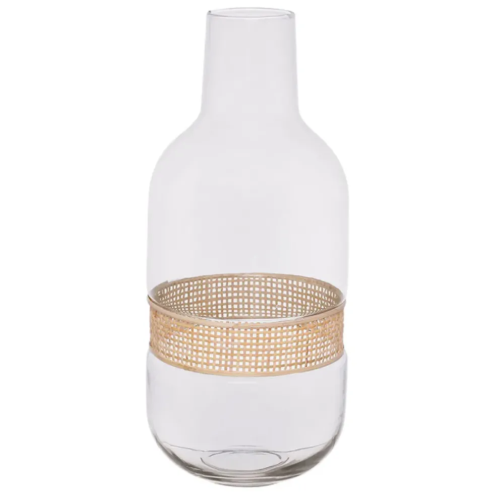 Vase en verre et rotin naturel h35cm - Fantine