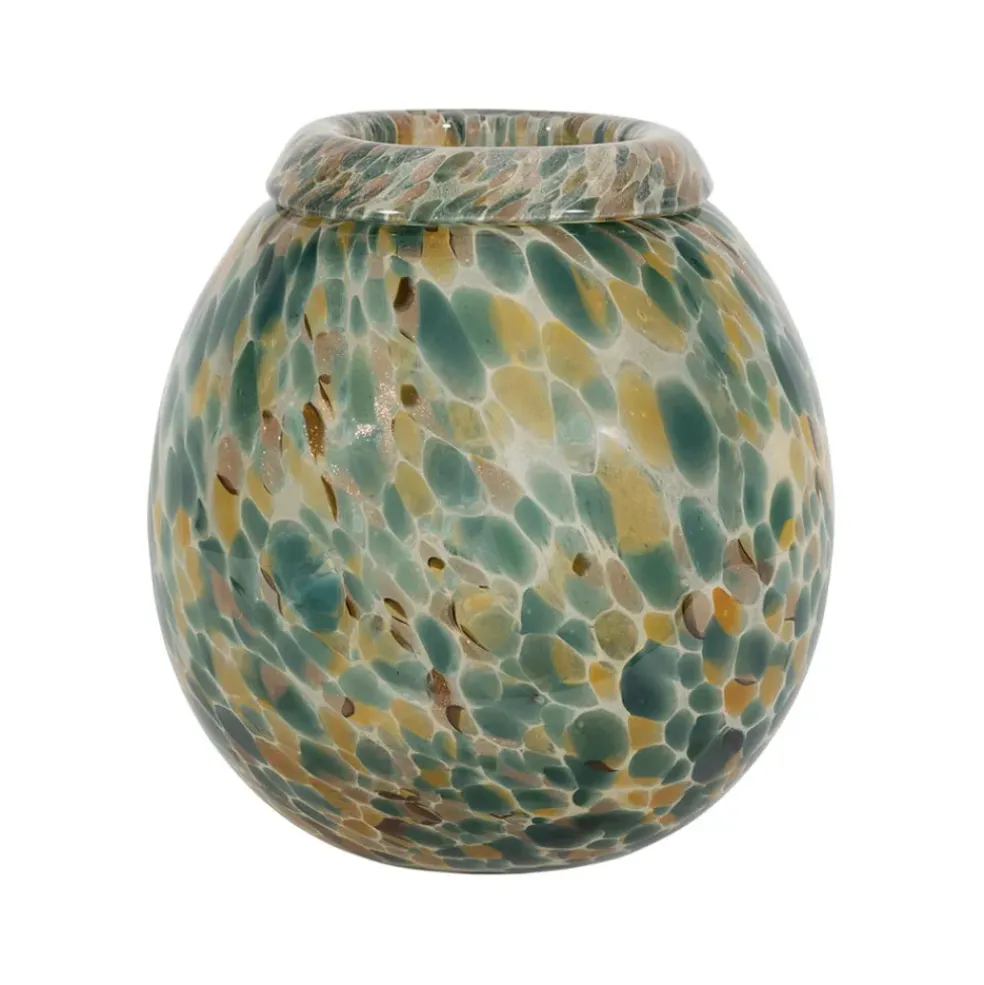 Vase en verre émeraude et doré h23cm - Menorca