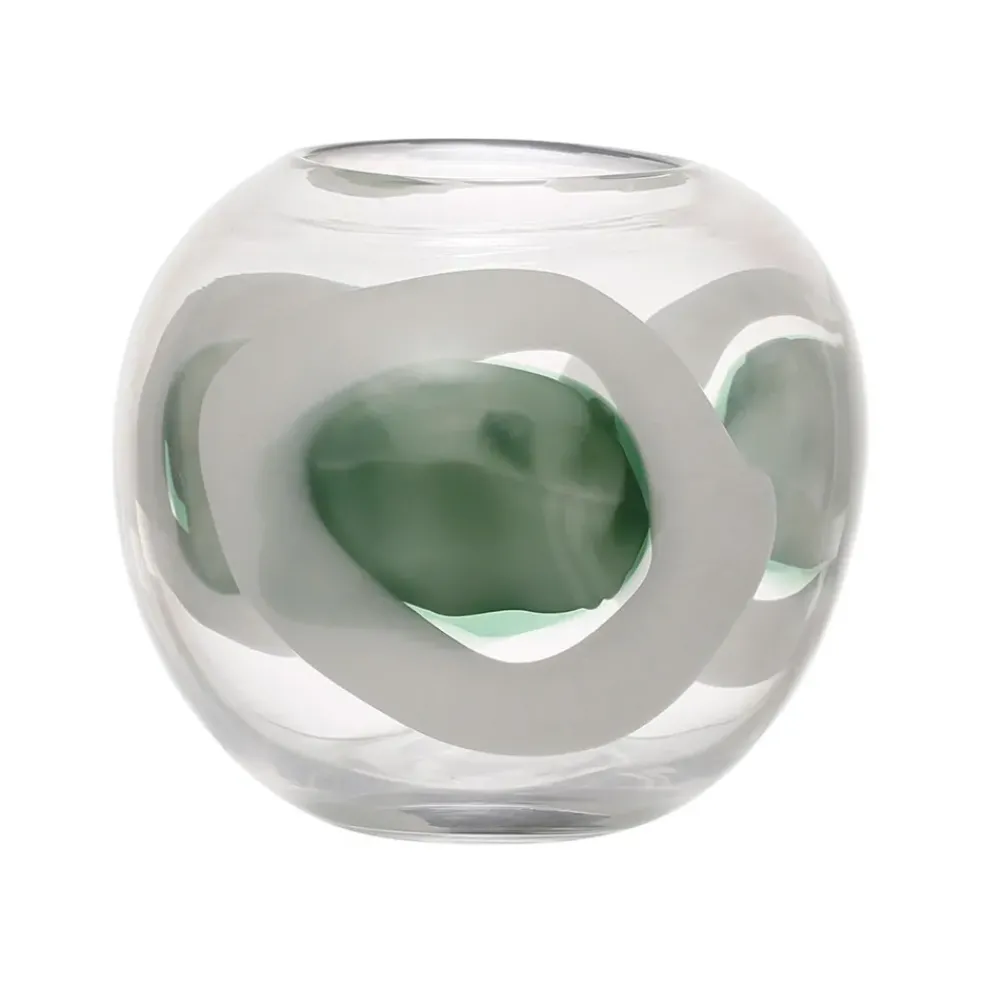 Vase en verre vert d19xh17cm - Eucalyptus