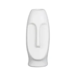 Vase Face Blanc 6X5.5Xh13.5Cm Gres